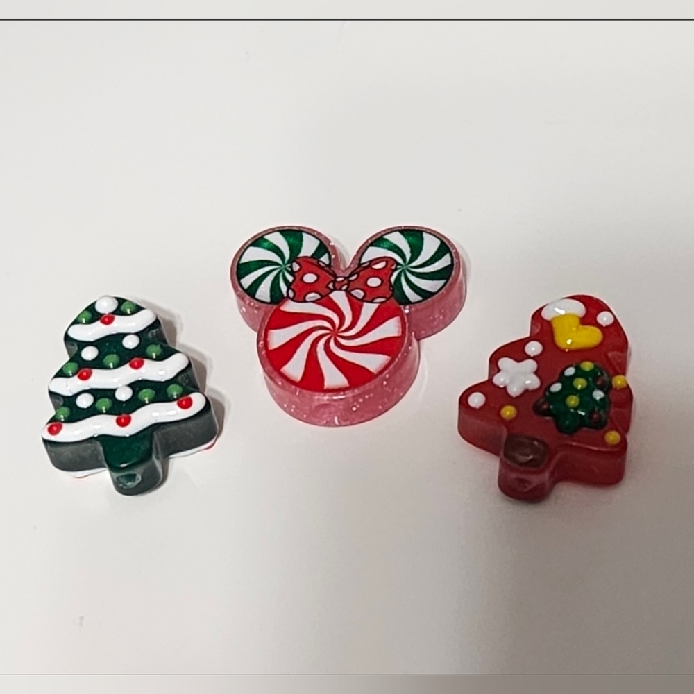 Christmas Beads Mouse Tree Holiday Xmas Crafts Jewelry Making Acrylic Doubleside